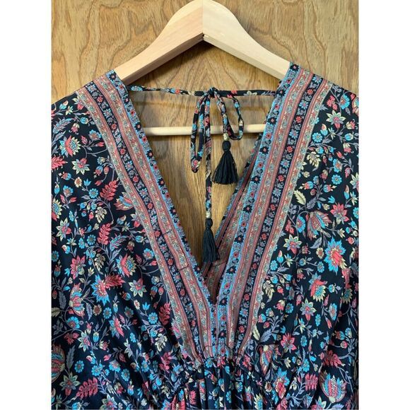 Karma Highway Floral Boho Mini Dress Black Multi OS - Picture 5 of 12
